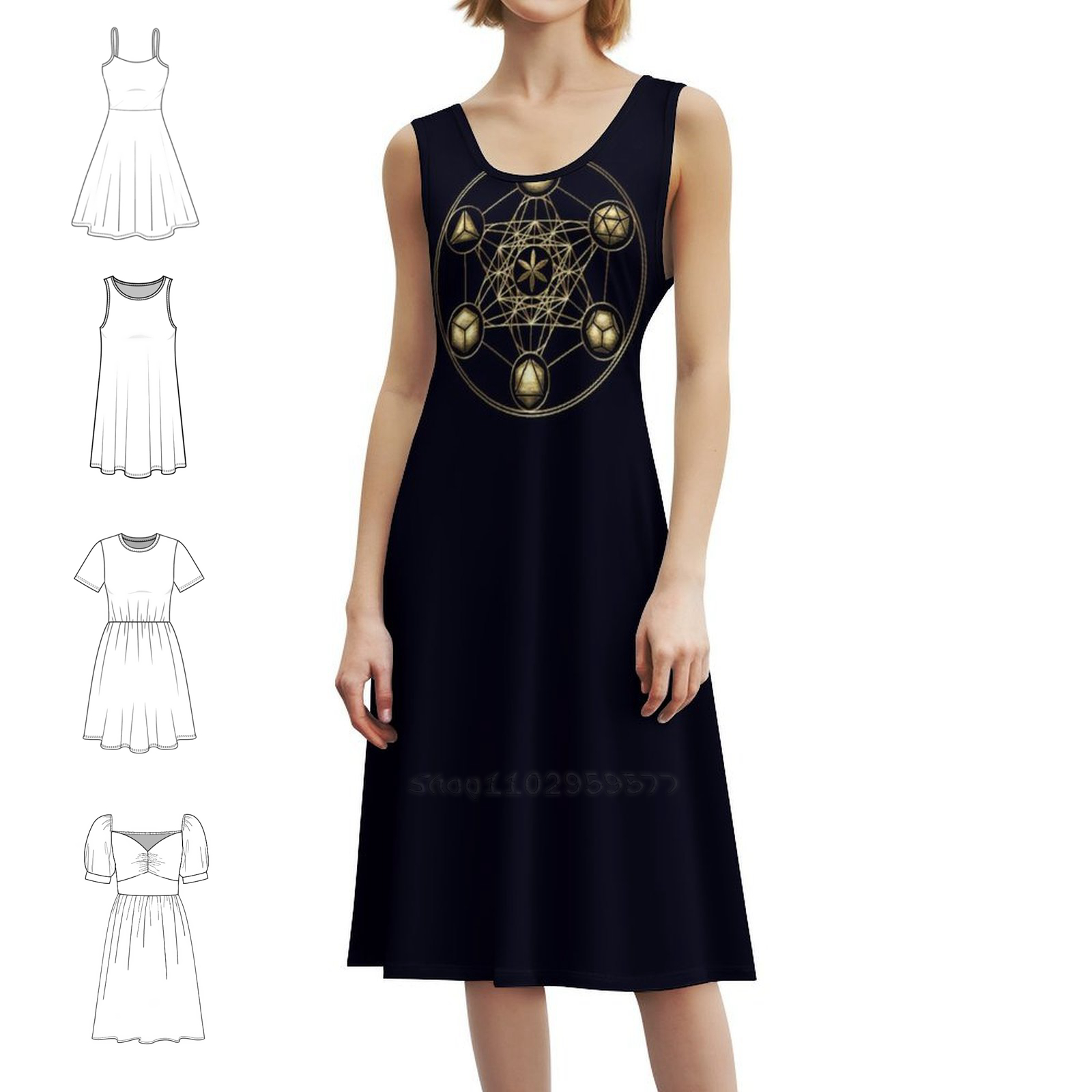 Women Fashion Gown - Gaun Boho Chic Bunga Kehidupan Kubus
