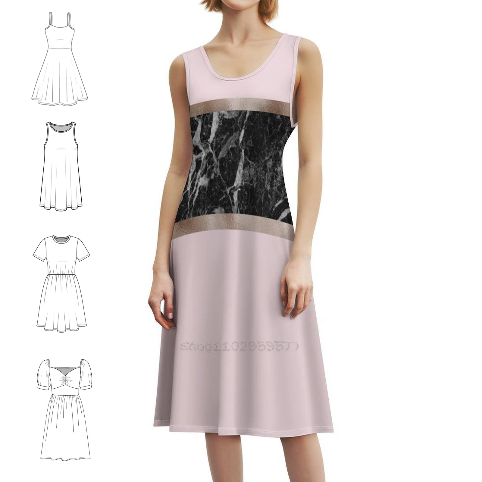 Women Fashion Gown - Gaun Boho Chic Elegan Warna Stroberi