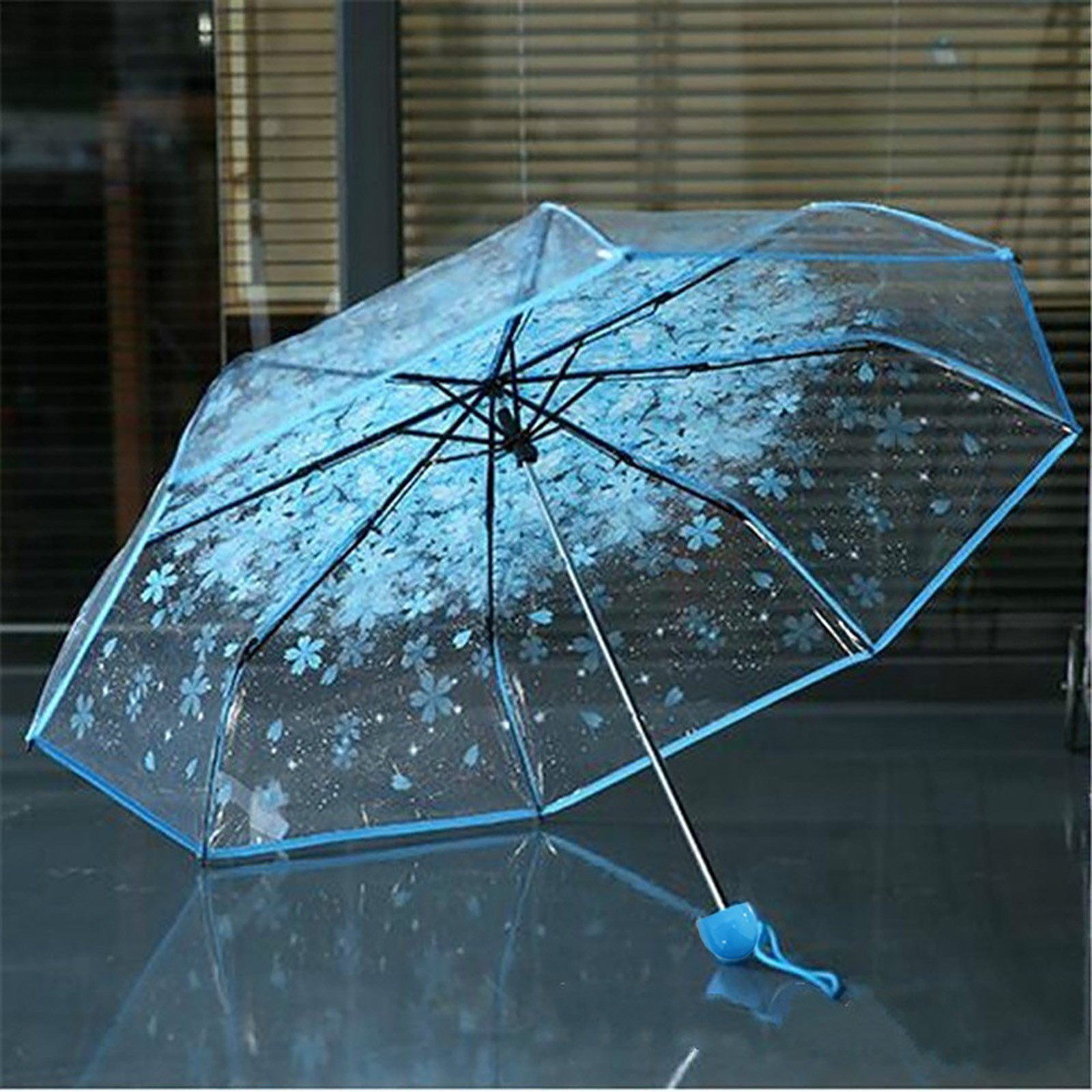 Women'S Fashion Umbrella - Payung Lipat Transparan Sakura Motif Bunga