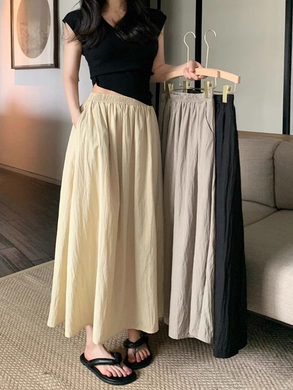A-Line Skirt Midi - Rok Midi Lipit Berbahan Sutra Es