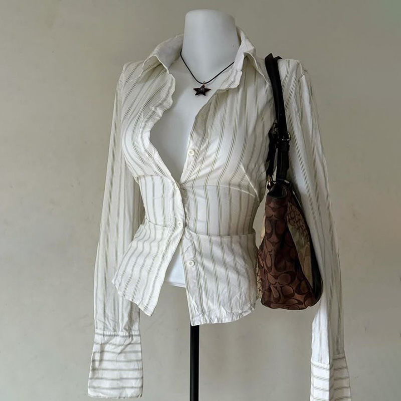 Women'S Y2K Fashion Aesthetic - Kaus Y2k Kasual Gambar Cetak Garis