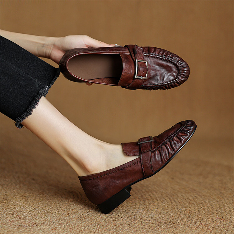 Women'S Fashion Day - Sepatu ujung bulat berlipat mode Pumps