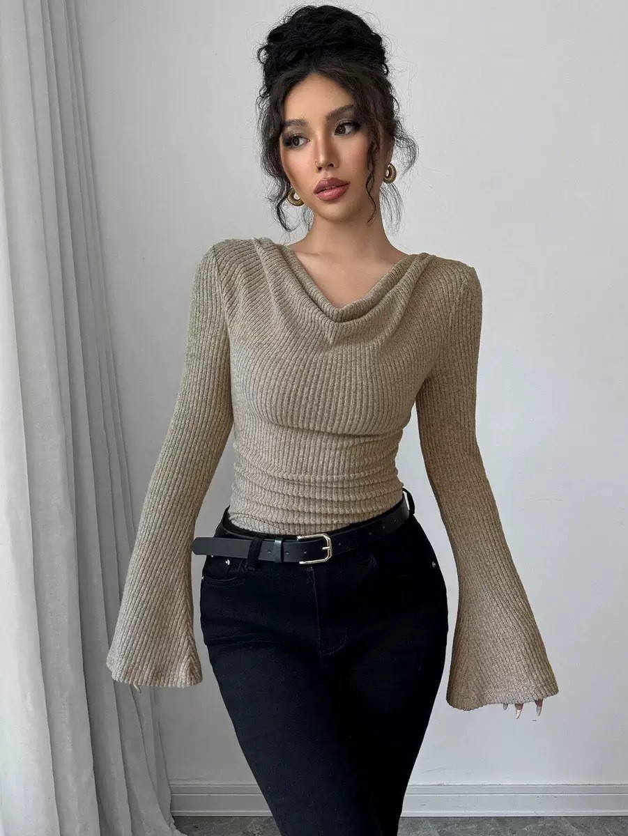 Off Shoulder Top - Blus Wanita Off Shoulder Kerah Cowl