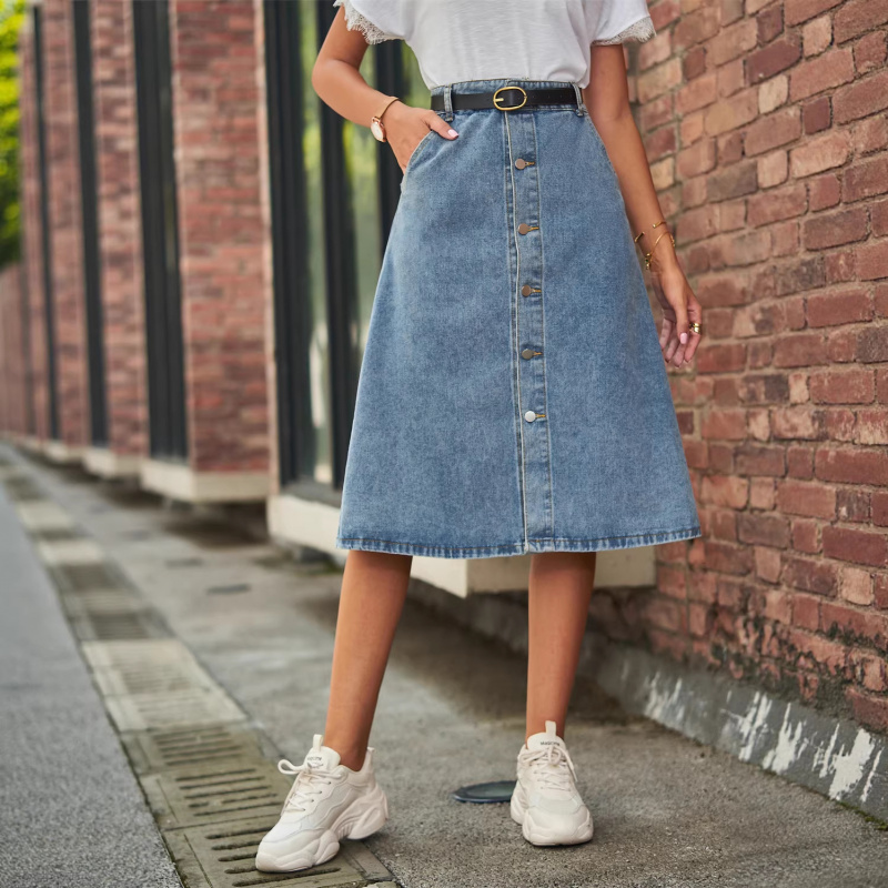 Rok Midi Denim Slimming Serbag - A-Line Skirt Midi ulasan dan harga
