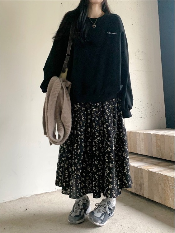 Rok Midi Longgar Motif Bunga P - A-Line Skirt Midi ulasan dan harga