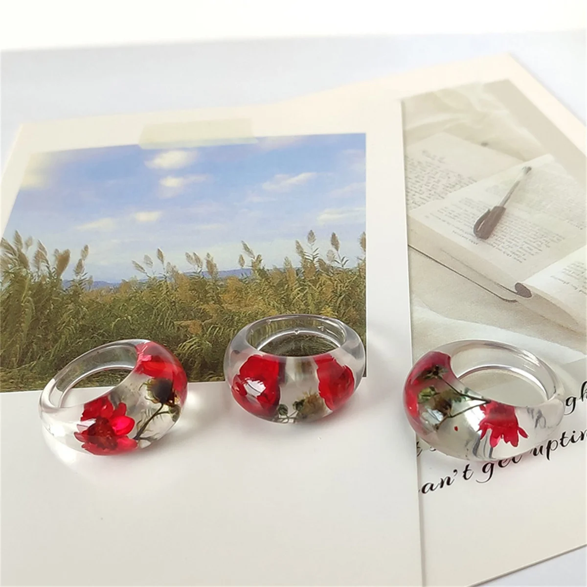 Cincin Lucu Resin Transparan B - Women'S Real Y2K Fashion ulasan dan harga