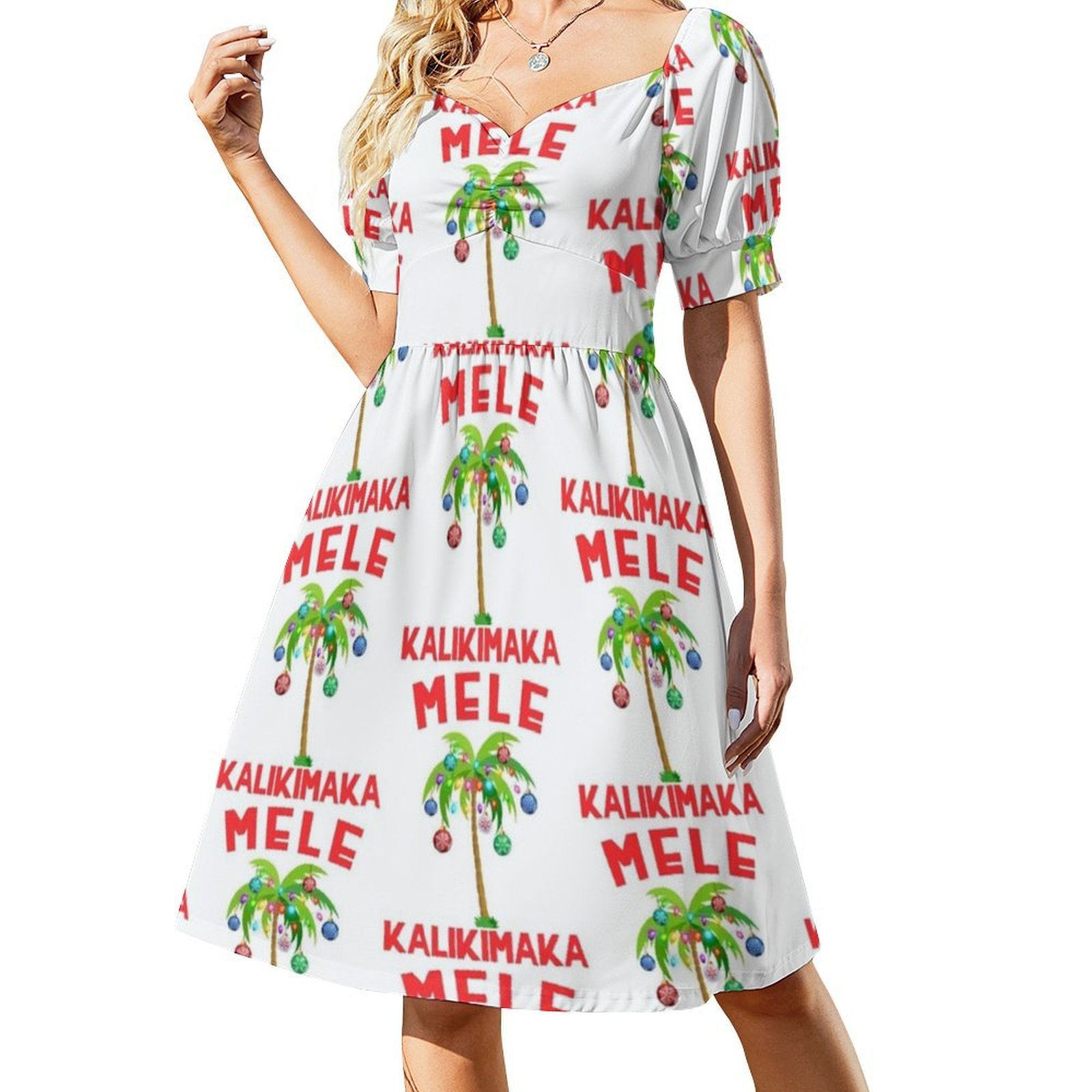 Gaun Smock Bunga Natal Hawaii  - Smocked Dress Women ulasan dan harga