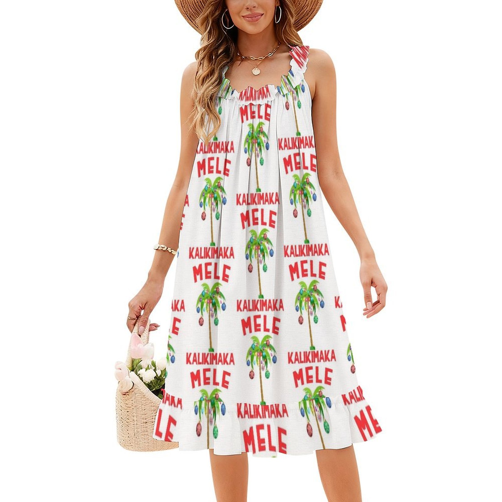 Gaun Smock Bunga Natal Hawaii  - Smocked Dress Women ulasan dan harga