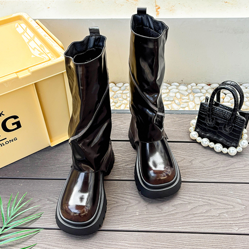 Sepatu Kulit Platform Fashion  - Women'S Fashion Boots 2025 ulasan dan harga