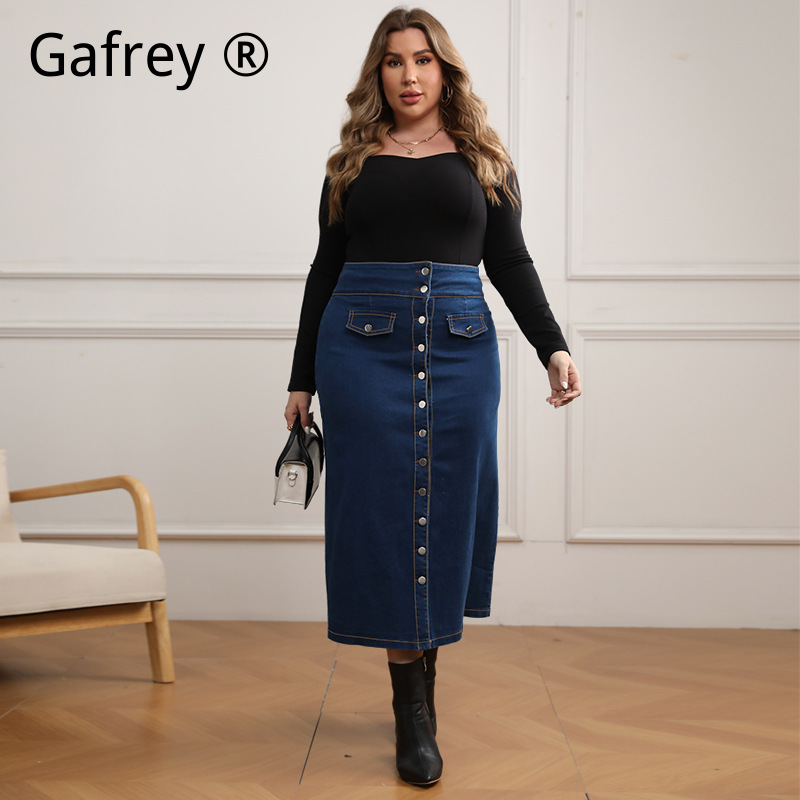 Rok Jeans Denim Kancing Depan  - A-Line Skirt Midi ulasan dan harga
