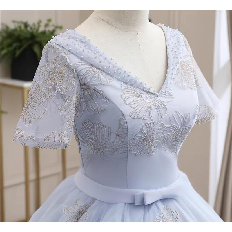 Gaun Malam Wanita Model V-neck - Women Fashion Gown ulasan dan harga