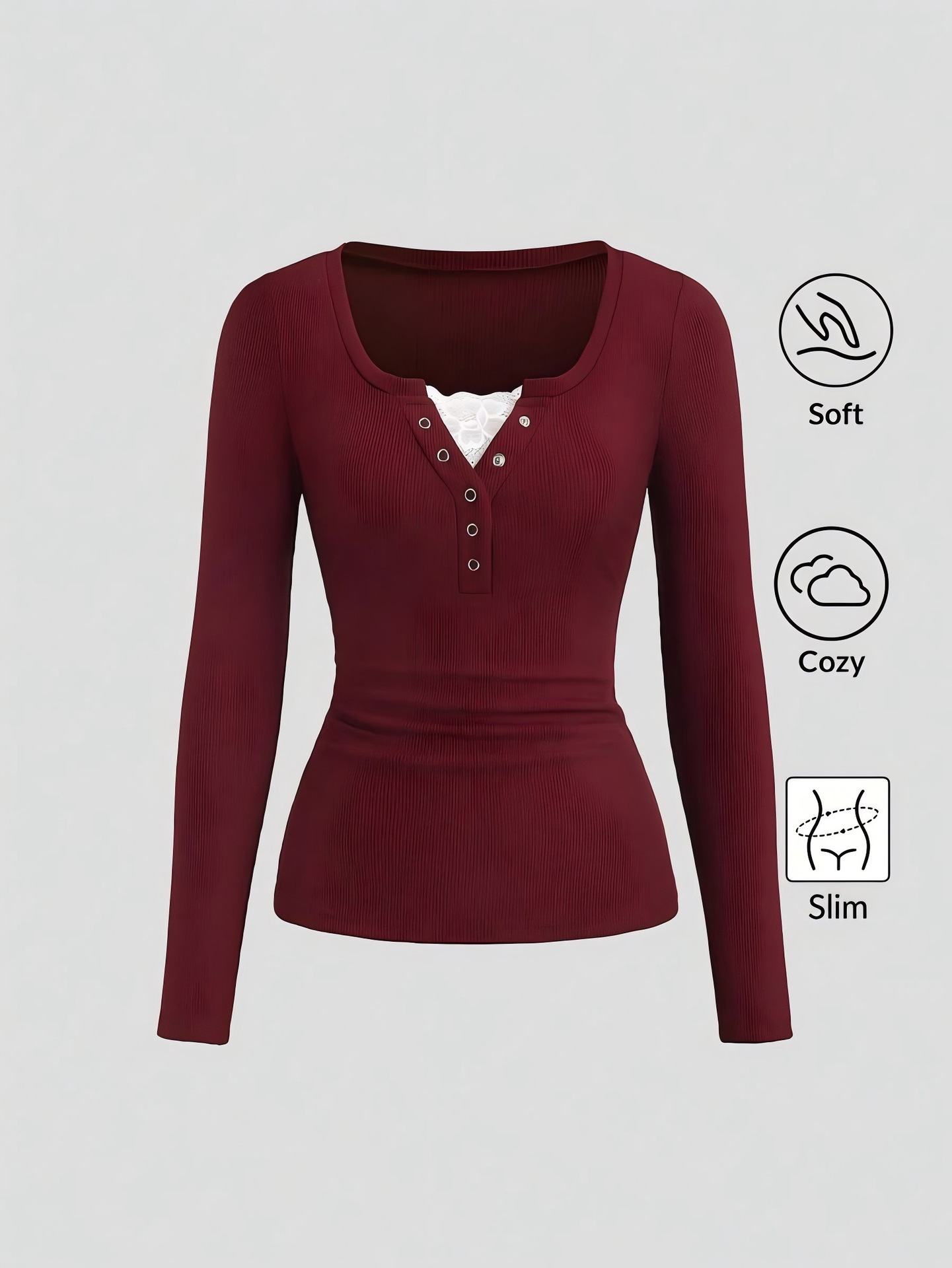 Kaos Wanita Model Henley V-Nec - Trend Women Fashion ulasan dan harga