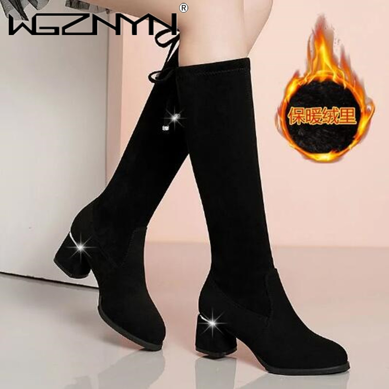 Sepatu bot lutut hitam hangat  - Women'S Fashion Boots 2025 ulasan dan harga