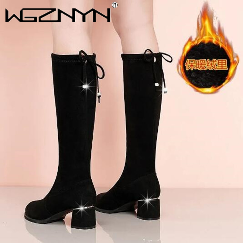 Sepatu bot lutut hitam hangat  - Women'S Fashion Boots 2025 ulasan dan harga
