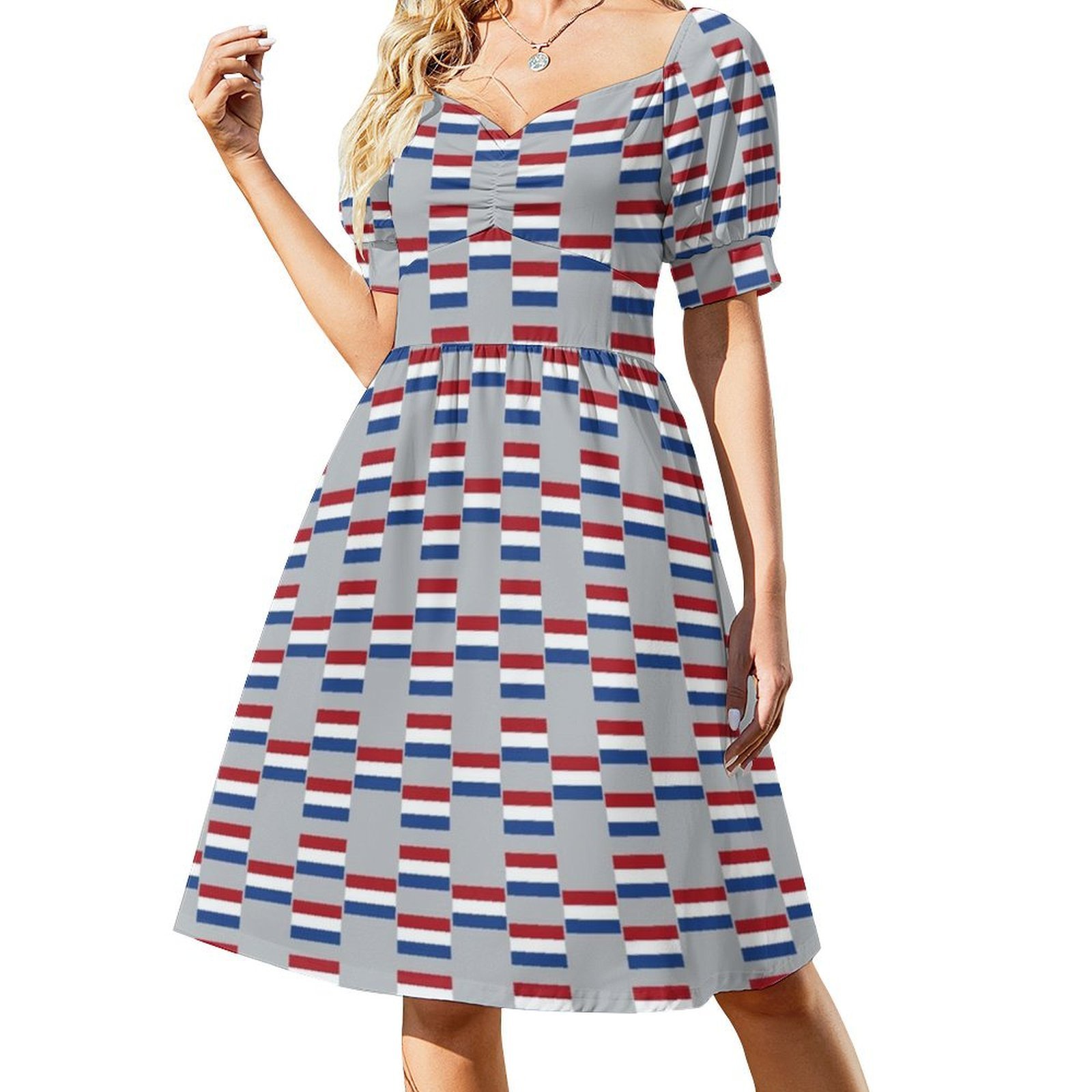 Gaun Smock Motif Bunga Bendera - Smocked Dress Women ulasan dan harga
