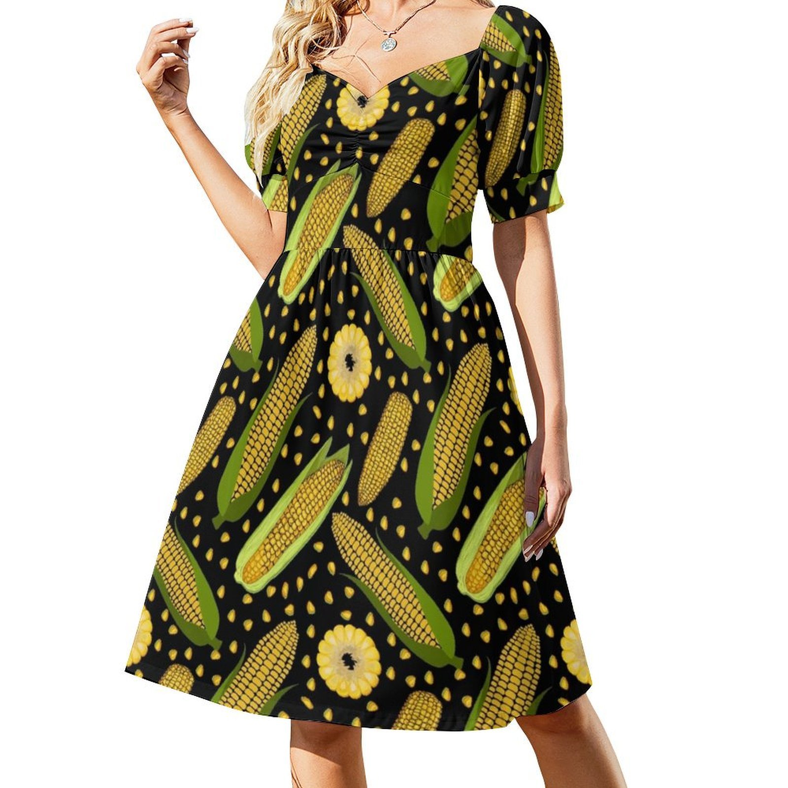 Gaun Smock Bermotif Jagung unt - Smocked Dress Women ulasan dan harga