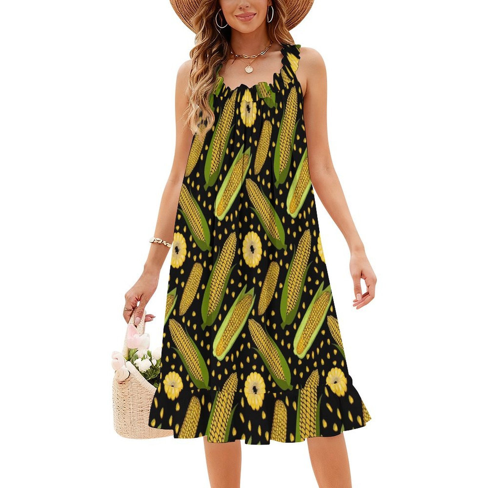 Gaun Smock Bermotif Jagung unt - Smocked Dress Women ulasan dan harga