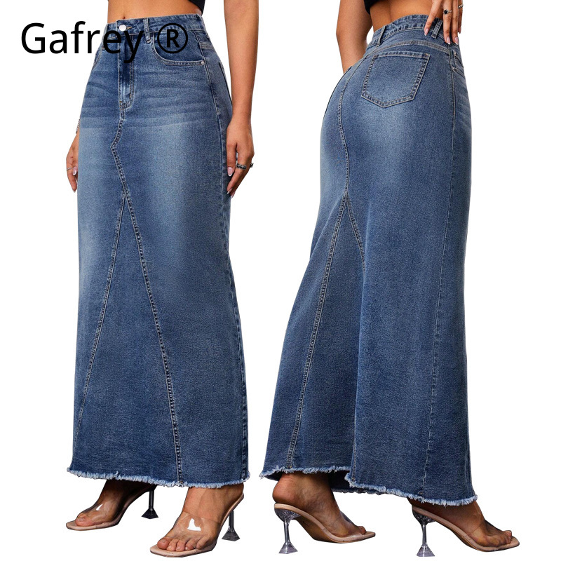 Rok Midi Denim Wanita Pinggang - A-Line Skirt Midi ulasan dan harga