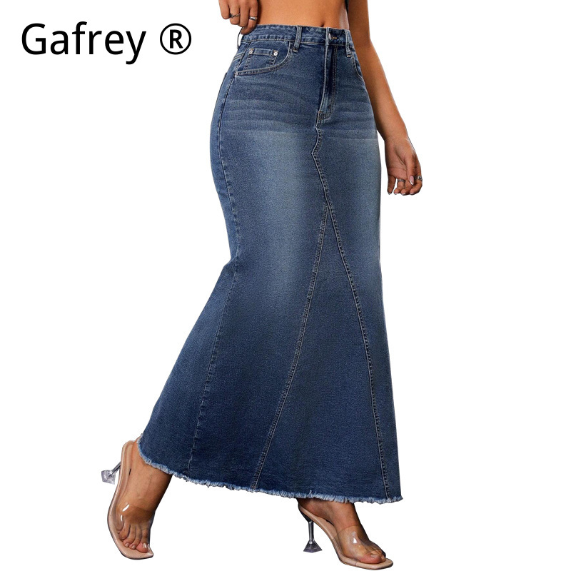 Rok Midi Denim Wanita Pinggang - A-Line Skirt Midi ulasan dan harga