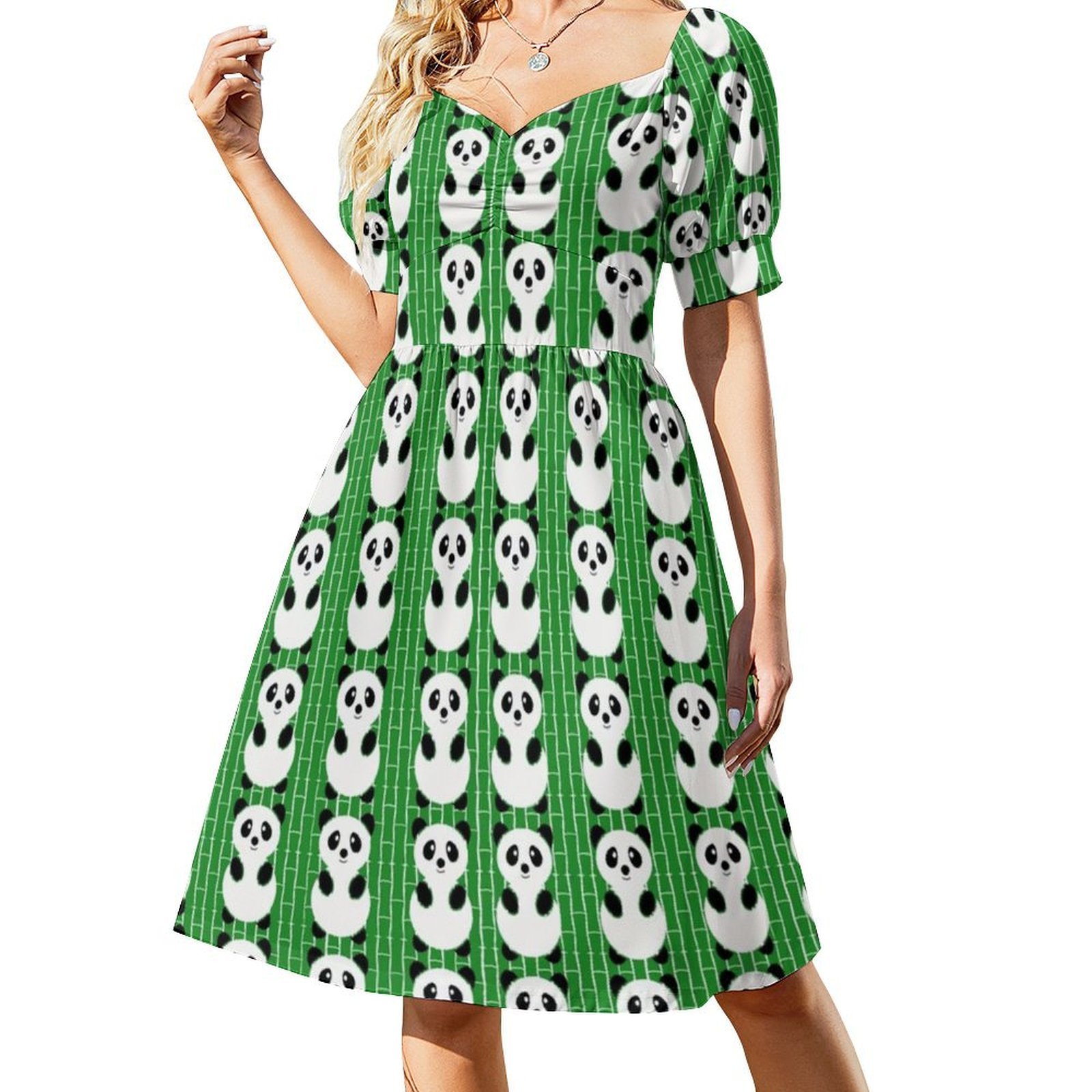 Gaun Chic Boho Pola Panda Gaun - Women Fashion Gown ulasan dan harga