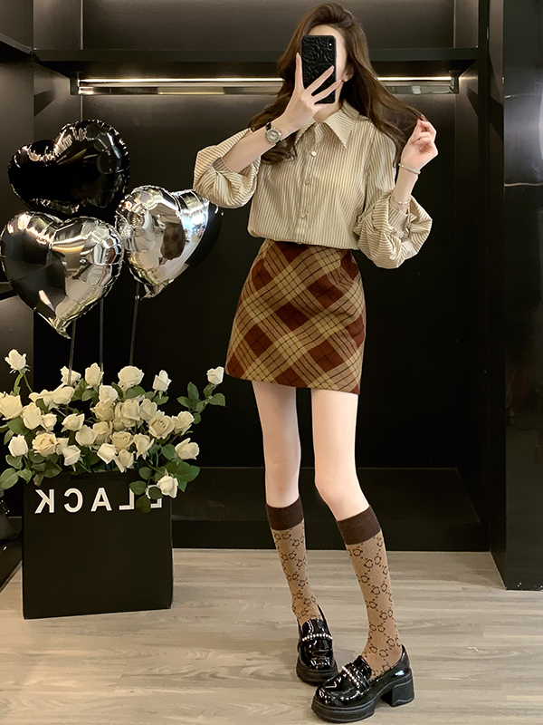 Kemeja Lengan Panjang Motif Ko - Women Fashion Online ulasan dan harga