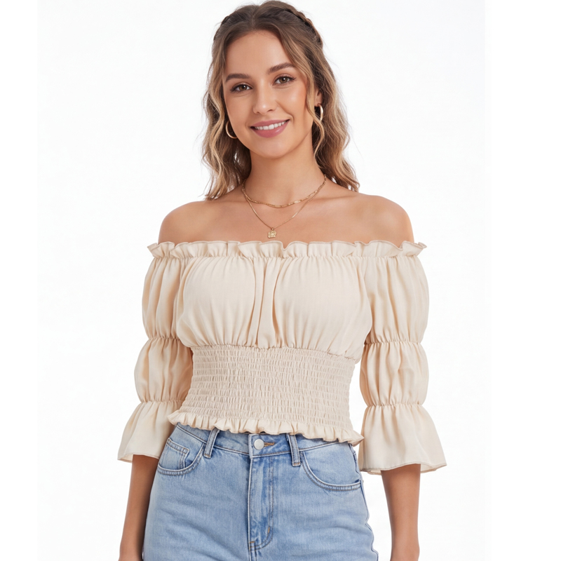 Blus Renaissance Atasan Wanita - Off Shoulder Top ulasan dan harga
