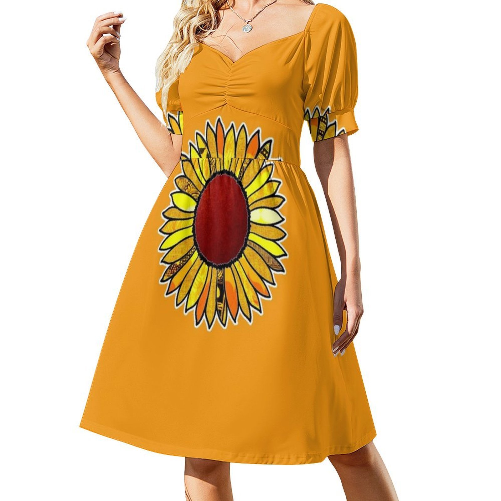Gaun Boho Chic Bunga Matahari  - Women Fashion Gown ulasan dan harga