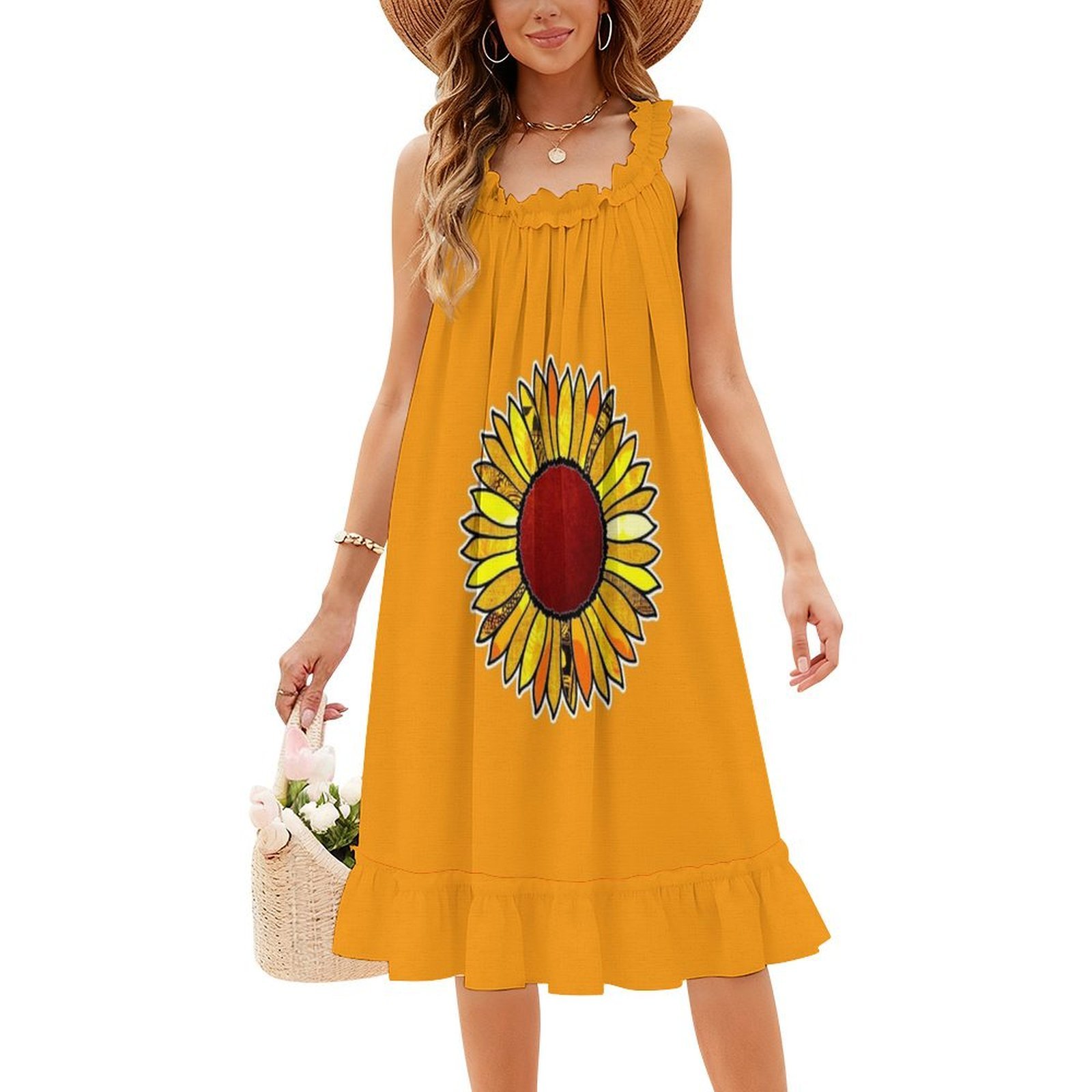 Gaun Boho Chic Bunga Matahari  - Women Fashion Gown ulasan dan harga