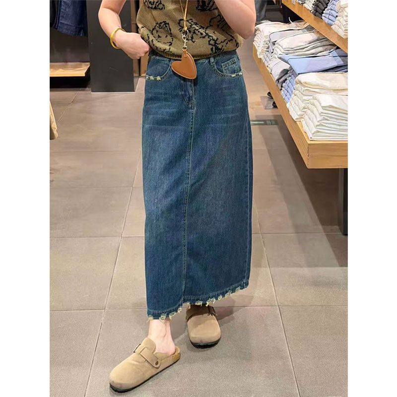 Rok Denim Bordir Ruffle Hem Wa - A-Line Skirt Midi ulasan dan harga