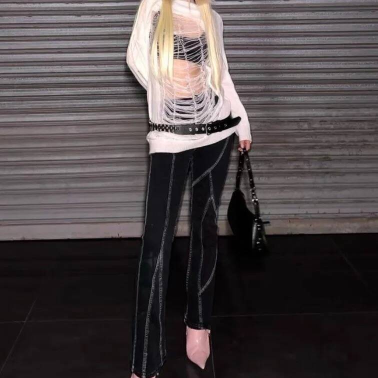 Sweater Rajut Wanita Harajuku  - Off Shoulder Top ulasan dan harga