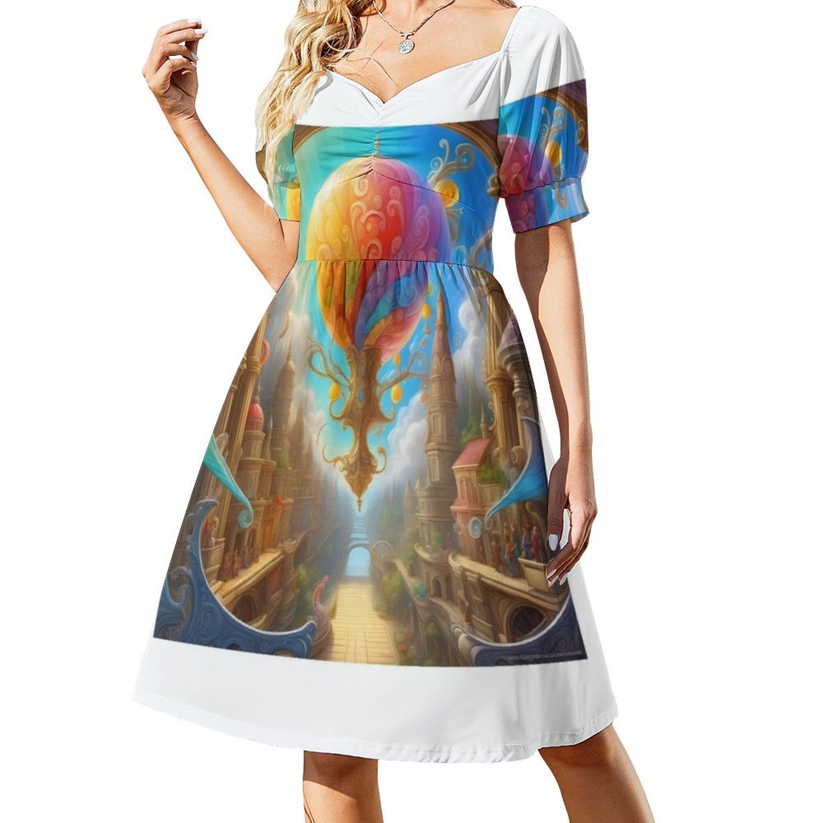 Gaun Smock Motif Bunga Paintin - Smocked Dress Women ulasan dan harga